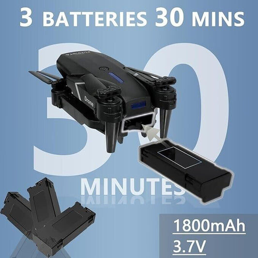 Mini Drone with Camera HD 1080P – Foldable Quadcopter with 3 Batteries (Black)