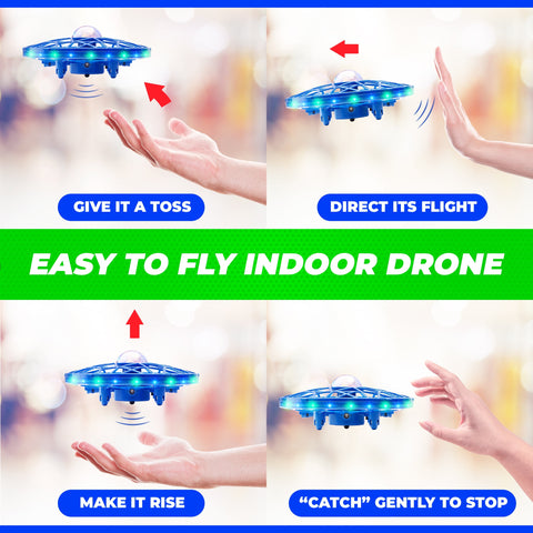 Scoot Cosmo Aerial Drone: Hand-Controlled Mini UFO Drone with LED Projector
