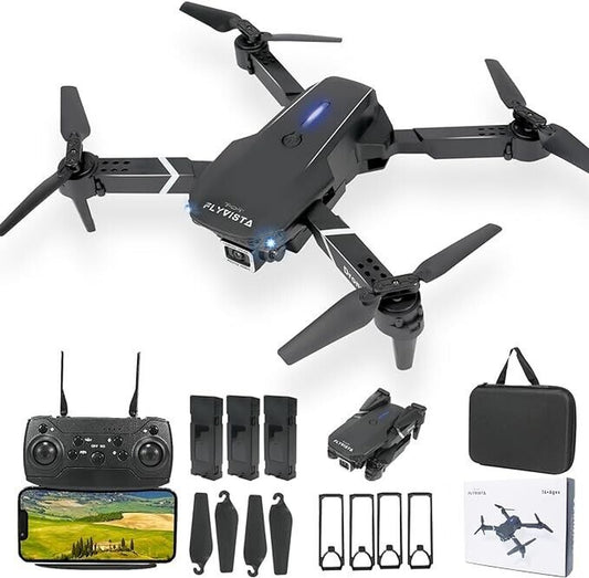 Mini Drone with Camera HD 1080P – Foldable Quadcopter with 3 Batteries (Black)