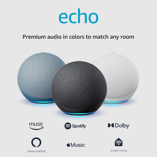 Echo (4th Gen) – Premium Sound, Smart Home Hub, and Alexa (Charcoal)