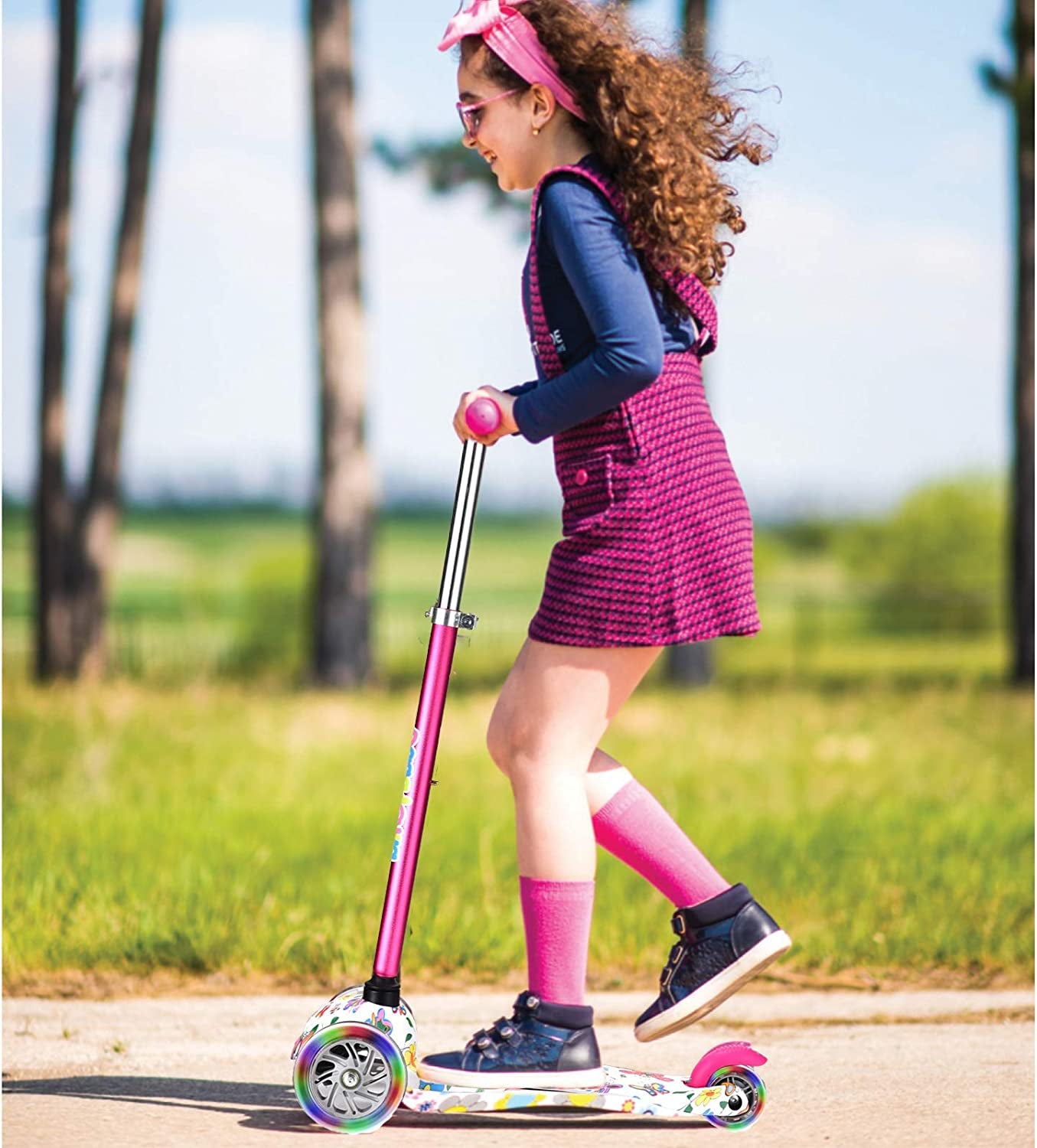 3-Wheel Kids Scooter with Light-Up Wheels - Kick Scooter for Toddlers Ages 3-8 (Boys & Girls)