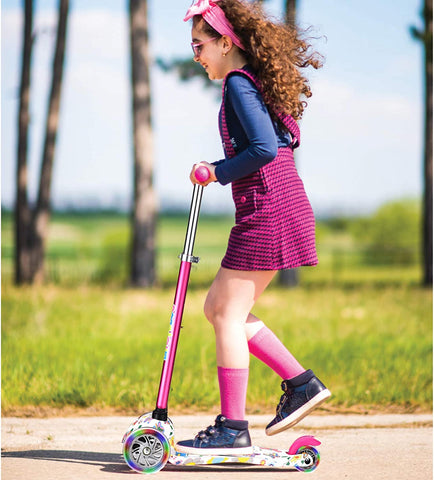 3-Wheel Kids Scooter with Light-Up Wheels - Kick Scooter for Toddlers Ages 3-8 (Boys & Girls)