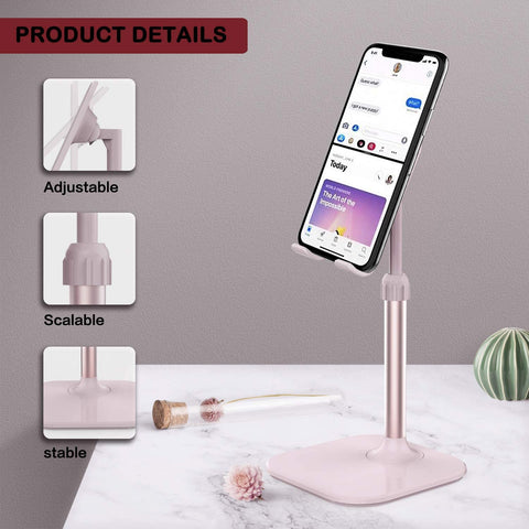 Cell Phone Stand – Phone Holder for Desk, Compatible with iPhone, Android, and Tablets