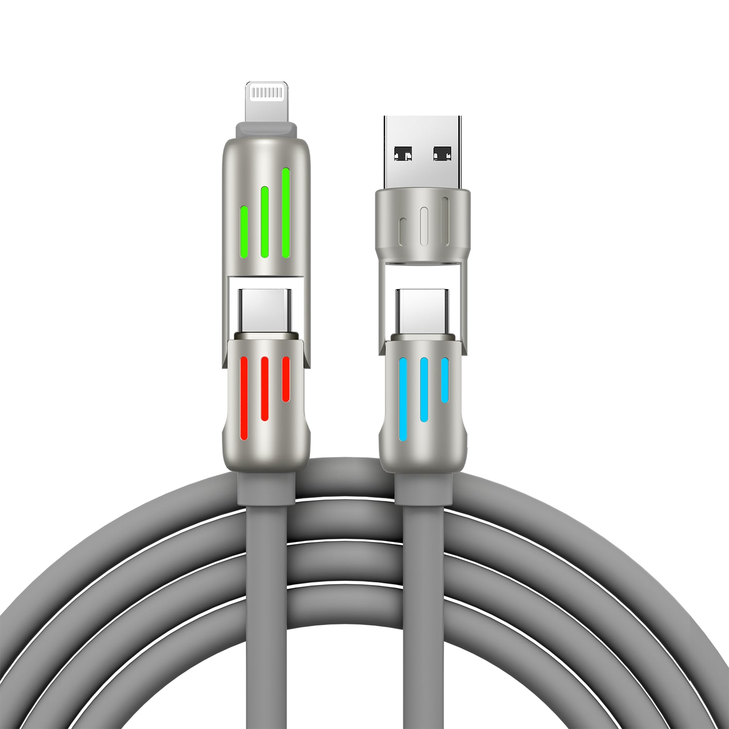 4 in 1 Liquid Silicone Data Cable - Charging + Data Transmission