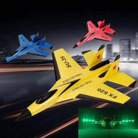 SU35 RC Plane with LED Lights - FX620 FX820 2.4G Remote Control Glider Airplane Foam Toy for Kids - Perfect Gift!