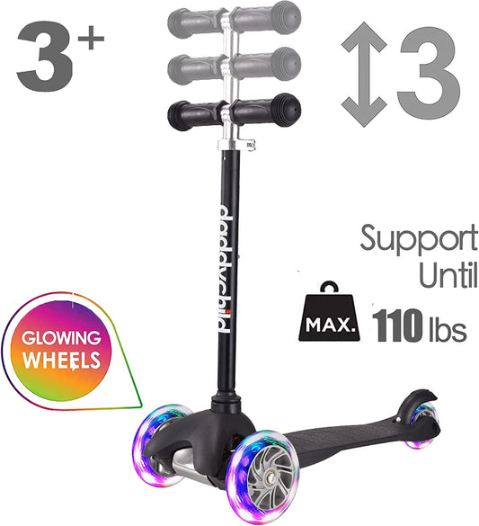 3-Wheel Kids Scooter with Light-Up Wheels - Kick Scooter for Toddlers Ages 3-8 (Boys & Girls)