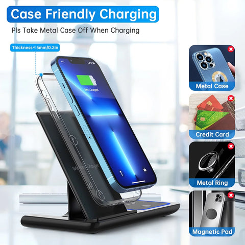 3-in-1 Wireless Charger: 18W Fast Charging Station for iPhone, Apple Watch, and AirPods