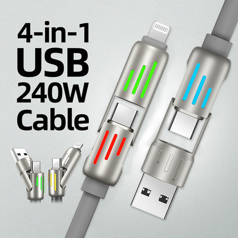4 in 1 Liquid Silicone Data Cable - Charging + Data Transmission