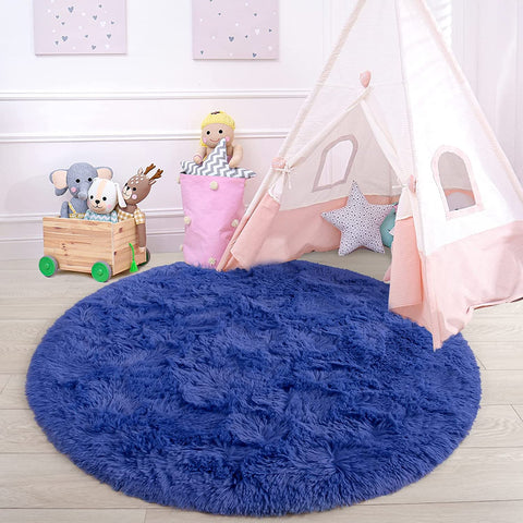 Ultra-Soft Round Shaggy Area Rug for Boys and Girls