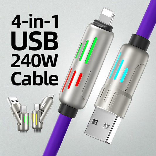 4 in 1 Liquid Silicone Data Cable - Charging + Data Transmission