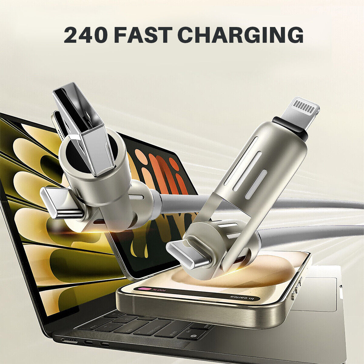 4 in 1 Liquid Silicone Data Cable - Charging + Data Transmission