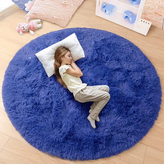 Ultra-Soft Round Shaggy Area Rug for Boys and Girls