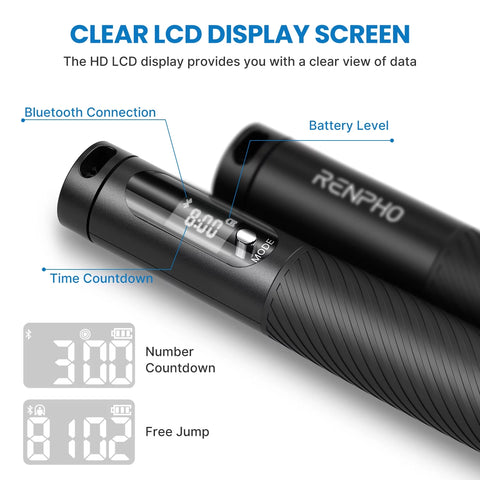 9FT Adjustable Smart Jump Rope with Count, Time & Calorie Analysis