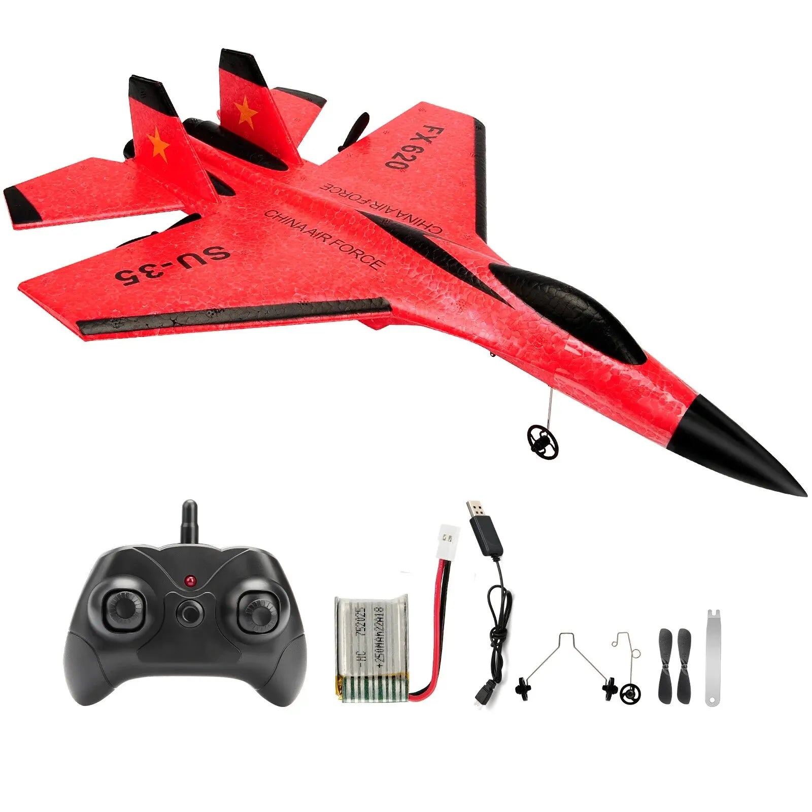 SU35 RC Plane with LED Lights - FX620 FX820 2.4G Remote Control Glider Airplane Foam Toy for Kids - Perfect Gift!