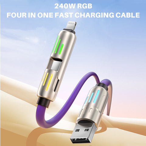 4 in 1 Liquid Silicone Data Cable - Charging + Data Transmission