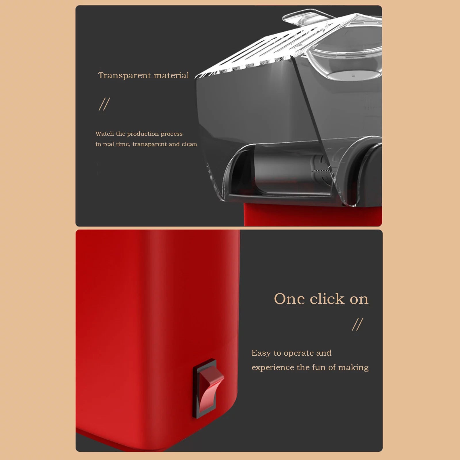 Popcorn Machine – Hot Air Popcorn Maker, Fully Automatic and Oil-Free