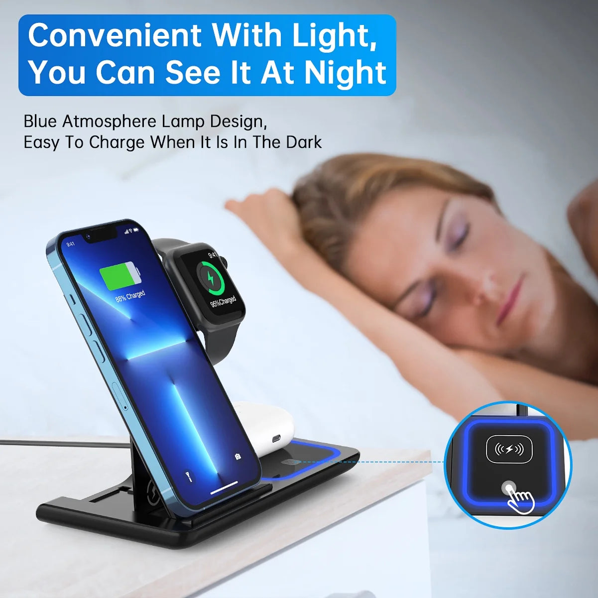 3-in-1 Wireless Charger: 18W Fast Charging Station for iPhone, Apple Watch, and AirPods