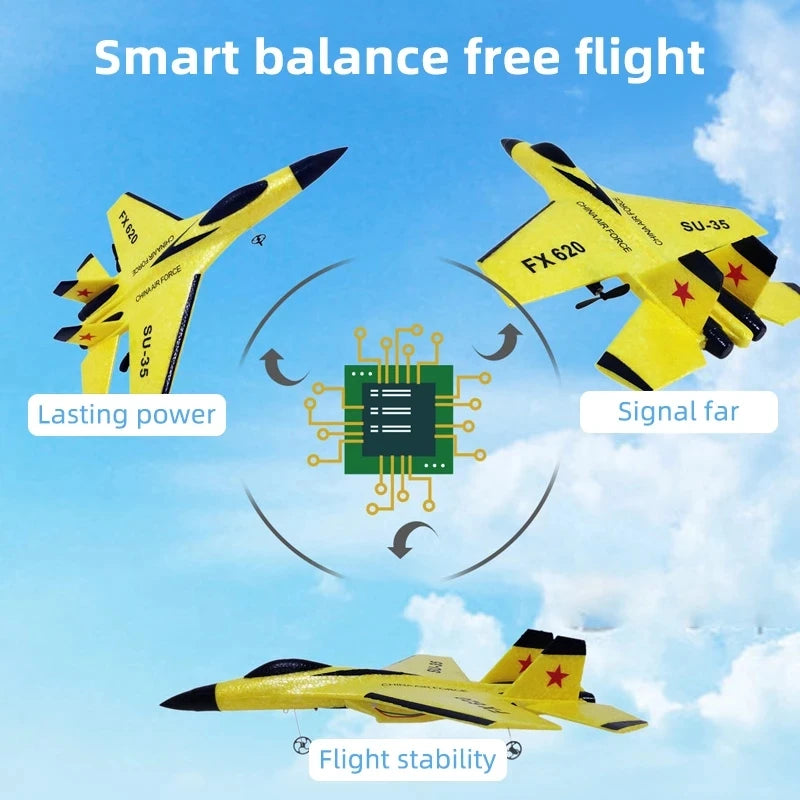 SU35 RC Plane with LED Lights - FX620 FX820 2.4G Remote Control Glider Airplane Foam Toy for Kids - Perfect Gift!