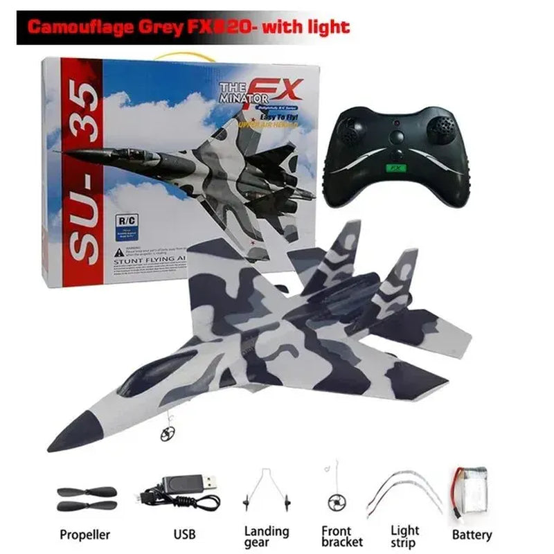 SU35 RC Plane with LED Lights - FX620 FX820 2.4G Remote Control Glider Airplane Foam Toy for Kids - Perfect Gift!