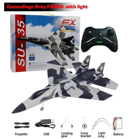 SU35 RC Plane with LED Lights - FX620 FX820 2.4G Remote Control Glider Airplane Foam Toy for Kids - Perfect Gift!