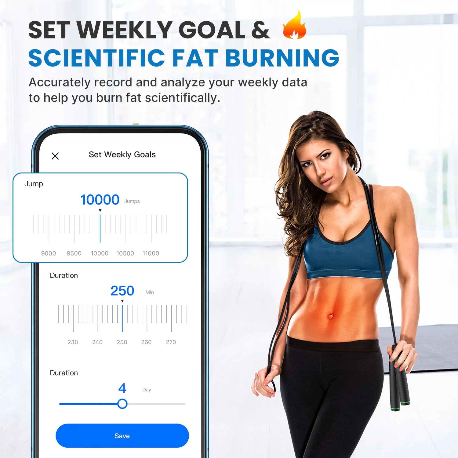 9FT Adjustable Smart Jump Rope with Count, Time & Calorie Analysis
