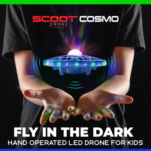 Scoot Cosmo Aerial Drone: Hand-Controlled Mini UFO Drone with LED Projector