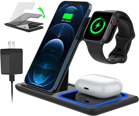 3-in-1 Wireless Charger: 18W Fast Charging Station for iPhone, Apple Watch, and AirPods
