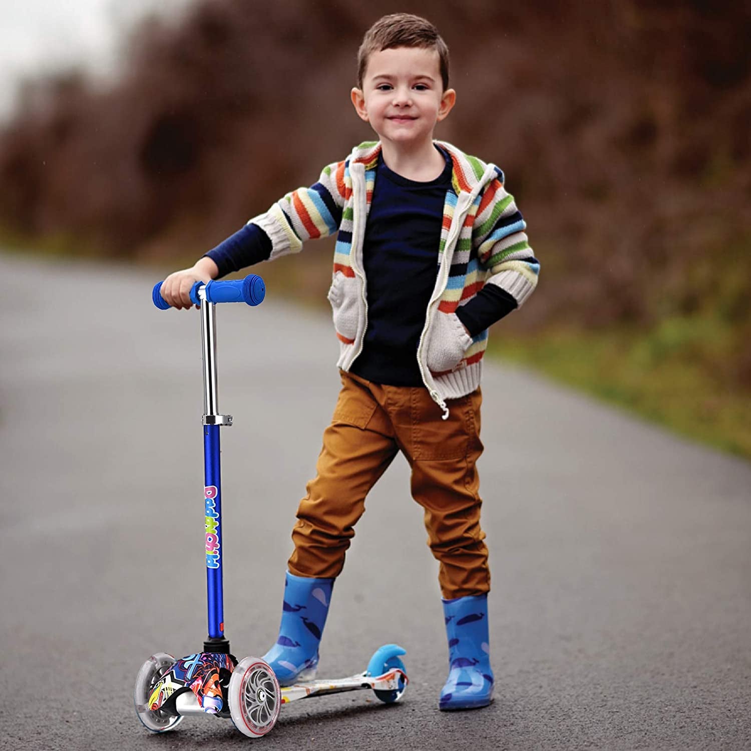 3-Wheel Kids Scooter with Light-Up Wheels - Kick Scooter for Toddlers Ages 3-8 (Boys & Girls)
