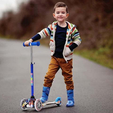 3-Wheel Kids Scooter with Light-Up Wheels - Kick Scooter for Toddlers Ages 3-8 (Boys & Girls)