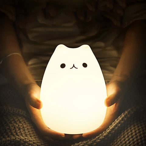 Cat Lamp – Remote Control Silicone Kitty Night Light for Kids, Toddlers, and Baby Girls (White)